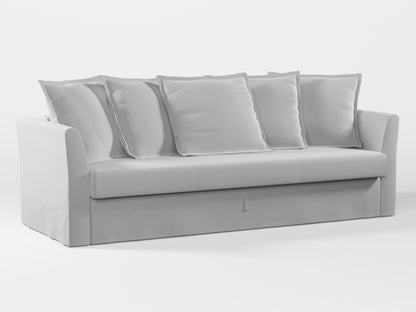 Ikea HOLMSUND Three-seat sofa-bed cover (with 5 pillows covers) made by Covereo in upholstery named PECADLY Air Grey