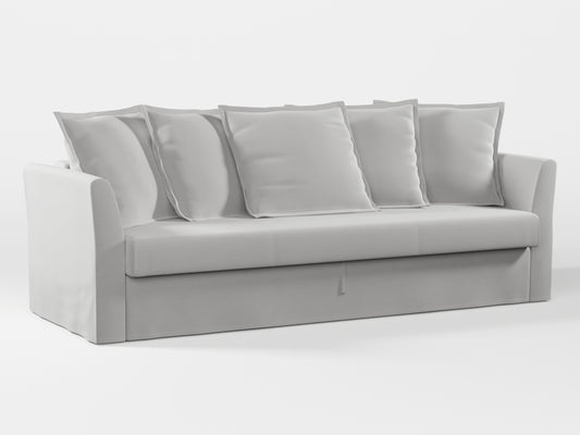 Ikea HOLMSUND Three-seat sofa-bed cover (with 5 pillows covers) made by Covereo in upholstery named PECADLY Air Grey