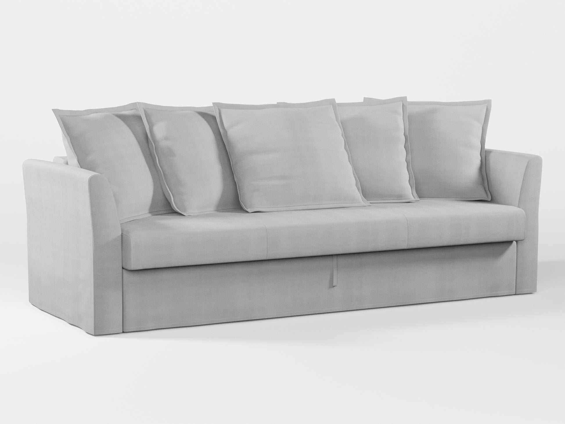 Ikea HOLMSUND Three-seat sofa-bed cover (with 5 pillows covers) made by Covereo in upholstery named TUNSO Grey One