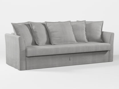 Ikea HOLMSUND Three-seat sofa-bed cover (with 5 pillows covers) made by Covereo in upholstery named TUNSO Grey Two