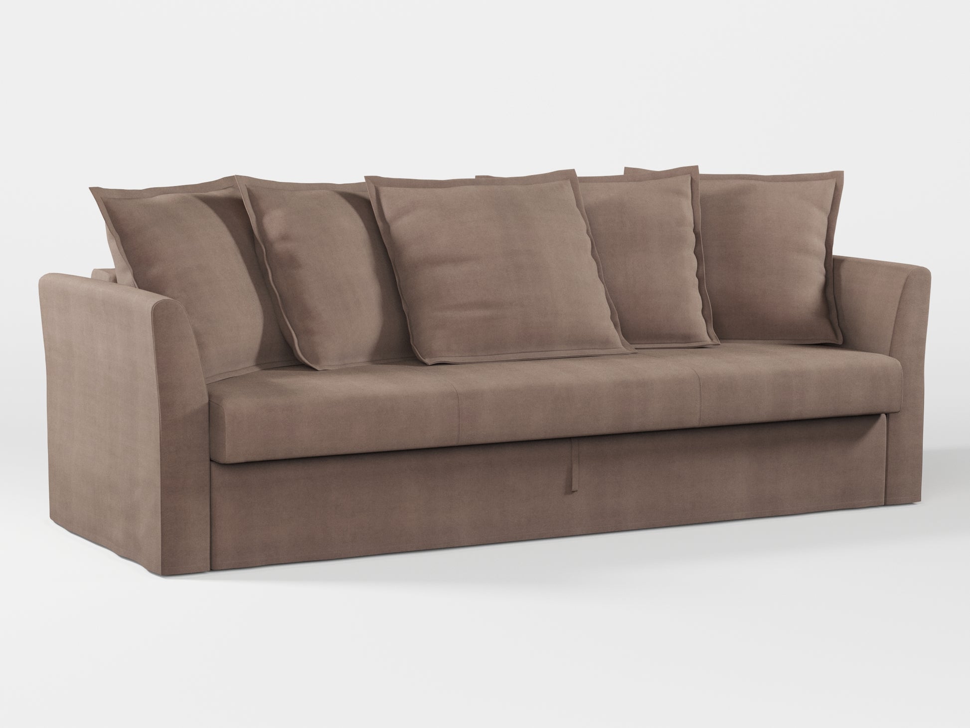 Ikea HOLMSUND Three-seat sofa-bed cover (with 5 pillows covers) made by Covereo in upholstery named TUNSO Nude Five