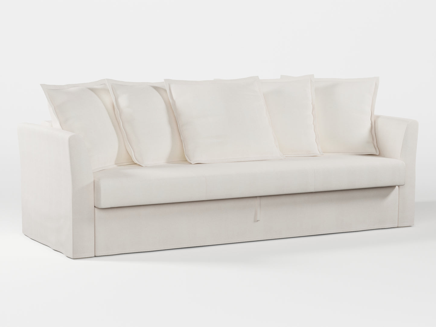 Ikea HOLMSUND Three-seat sofa-bed cover (with 5 pillows covers) made by Covereo in upholstery named TUNSO Nude One