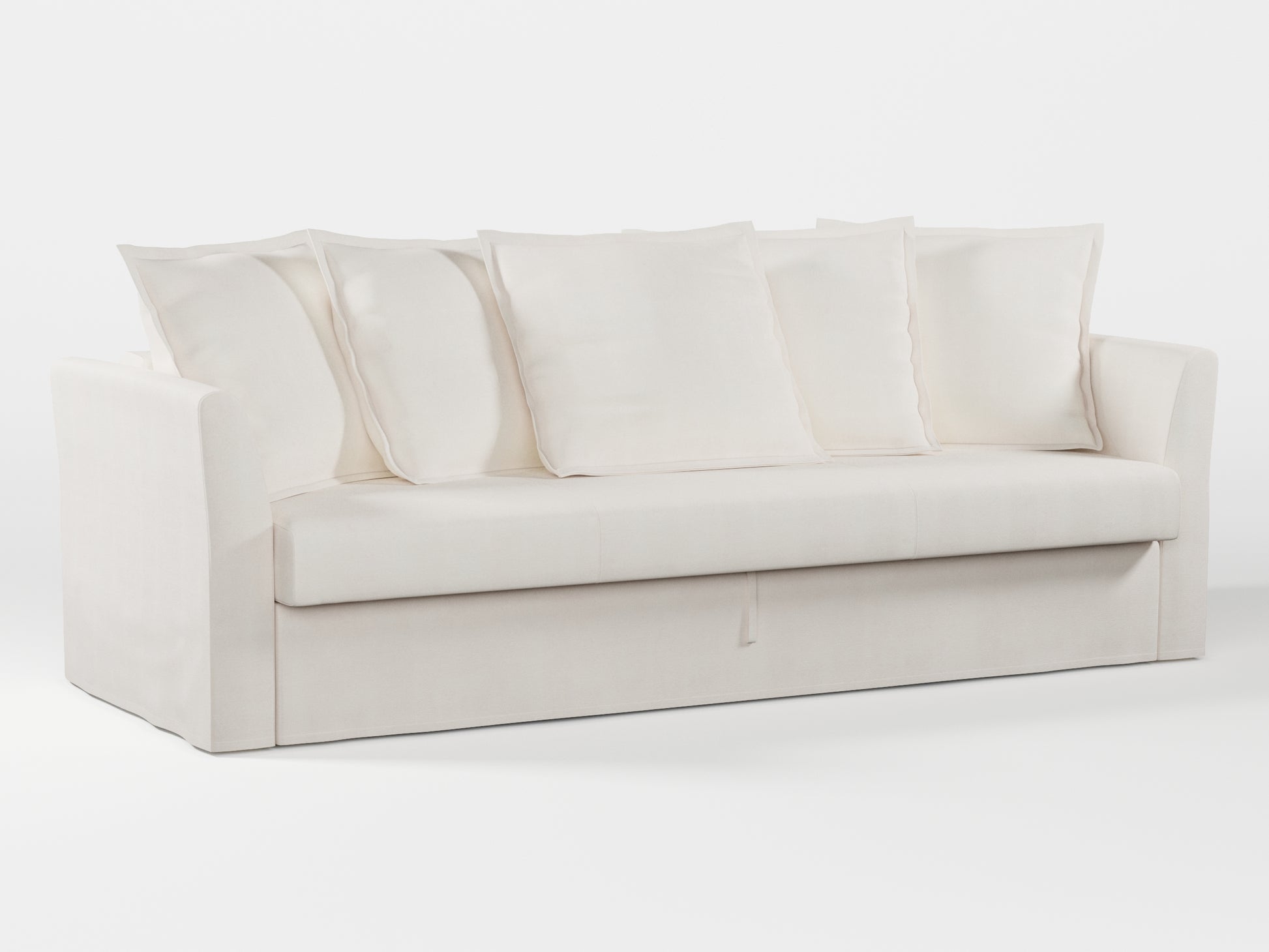 Ikea HOLMSUND Three-seat sofa-bed cover (with 5 pillows covers) made by Covereo in upholstery named TUNSO Nude One