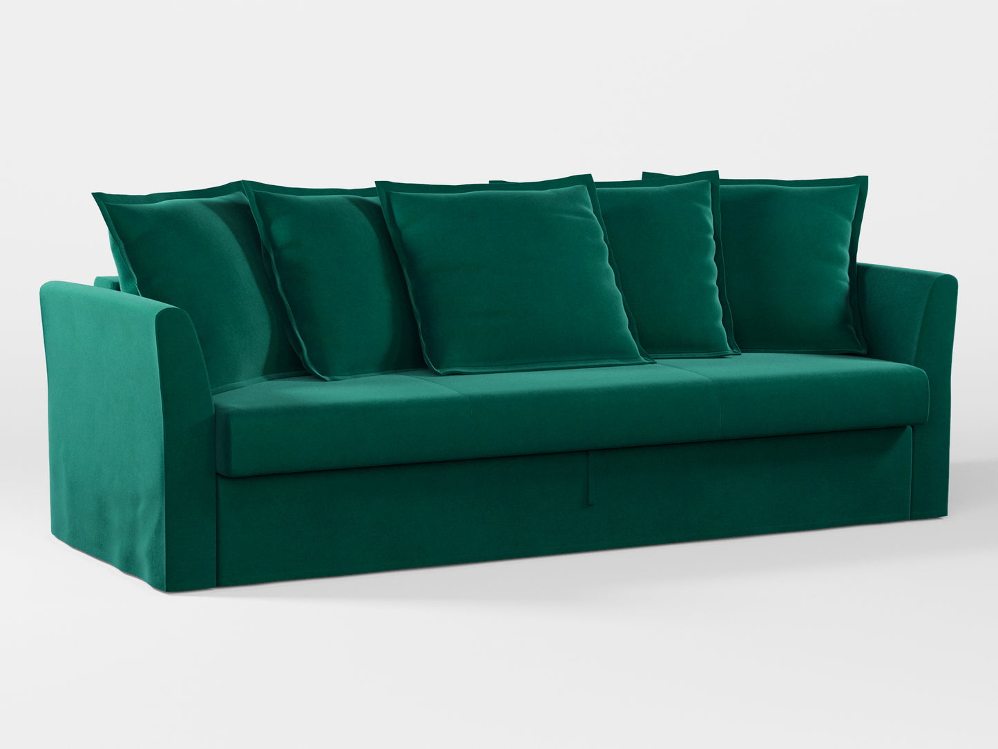 Ikea HOLMSUND Three-seat sofa-bed cover (with 5 pillows covers) made by Covereo in upholstery named VELVET Dark Teal