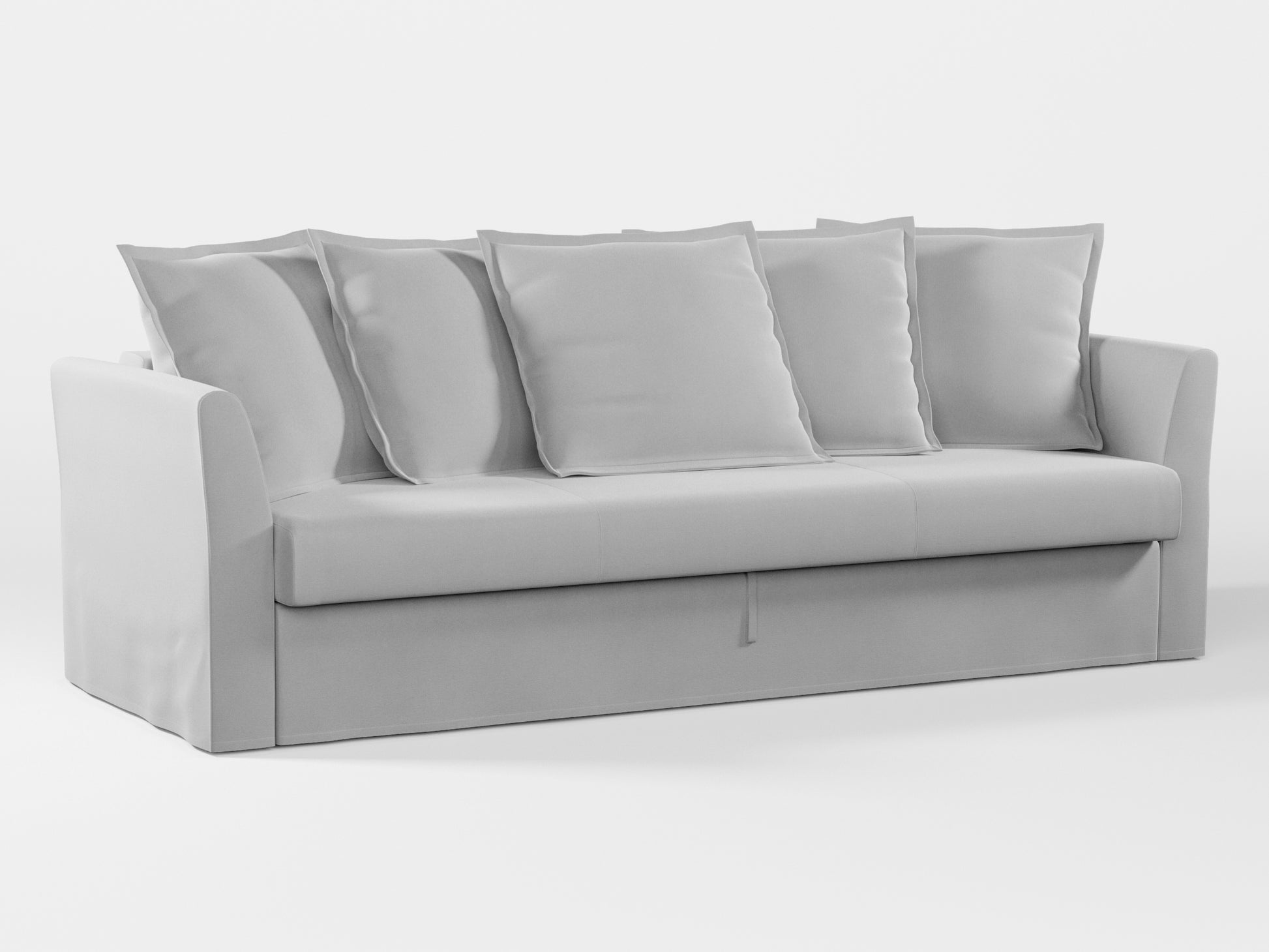 Ikea HOLMSUND Three-seat sofa-bed cover (with 5 pillows covers) made by Covereo in upholstery named VELVET Queen of Ice