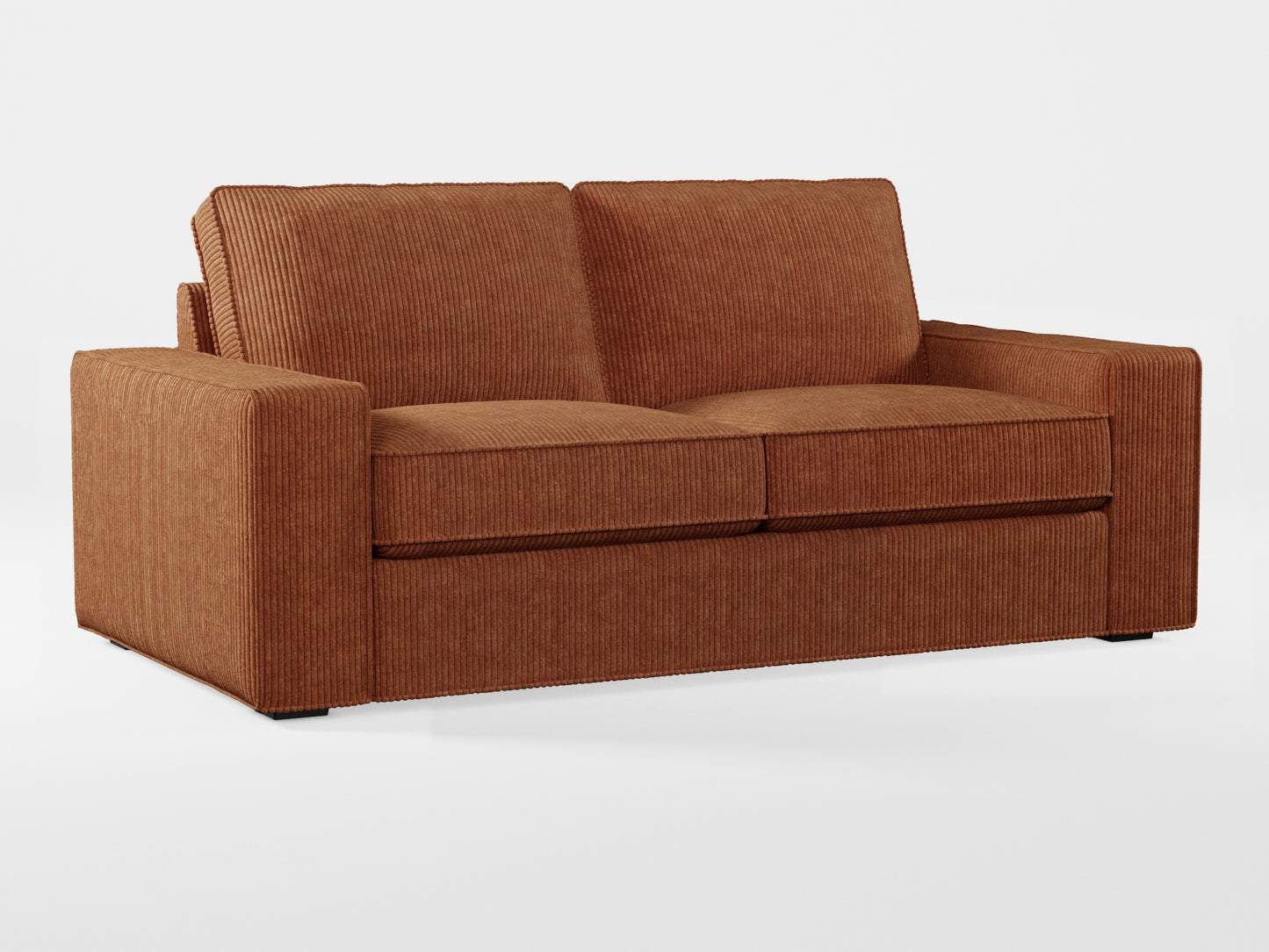 Ikea KIVIK 2-seat sofa cover made by Covereo in upholstery named COSY Chestnut