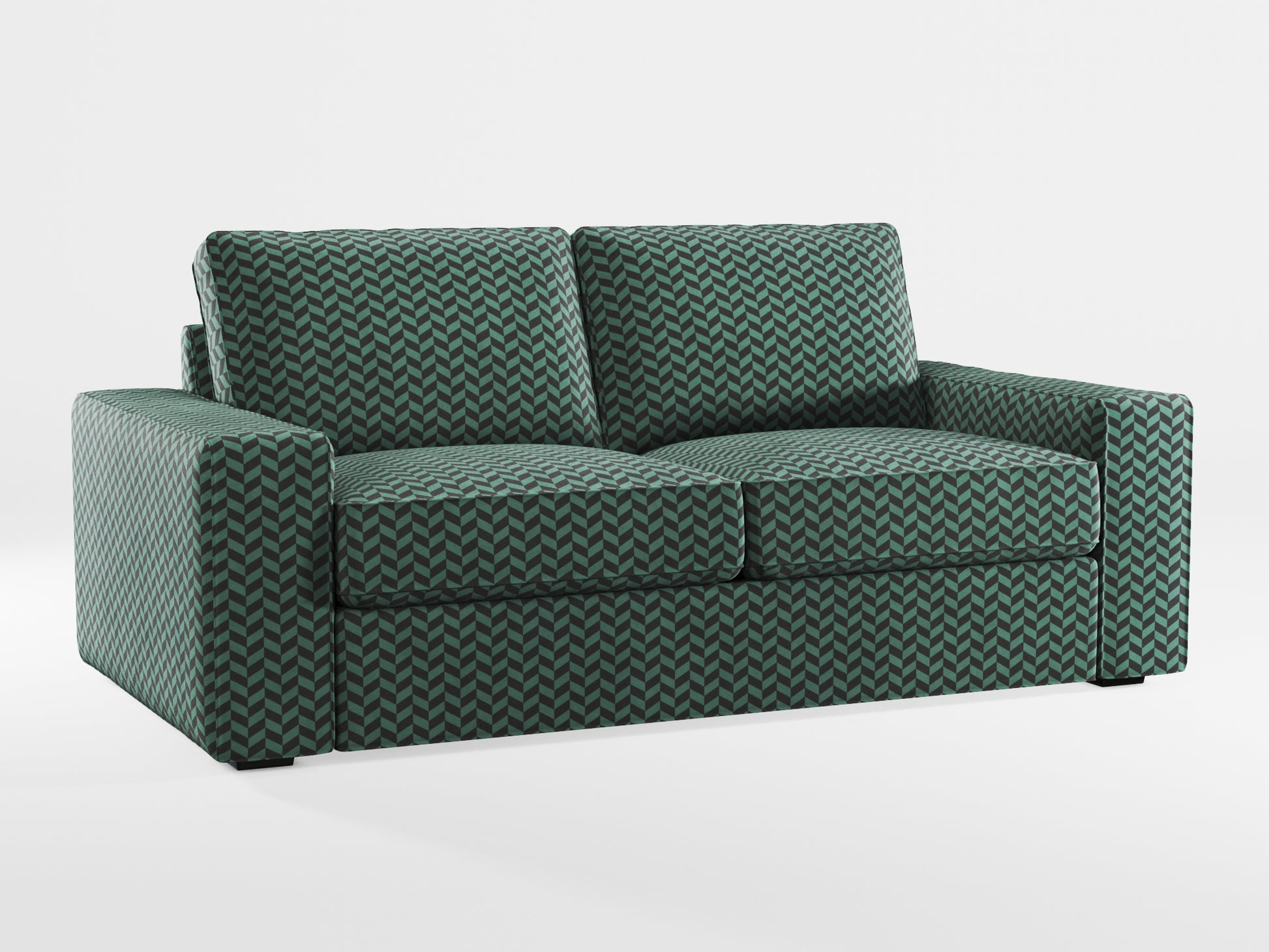 Ikea KIVIK 2-seat sofa cover made by Covereo in upholstery named HERRINGBONE Green