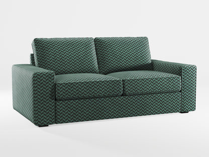 Ikea KIVIK 2-seat sofa cover made by Covereo in upholstery named HERRINGBONE Green