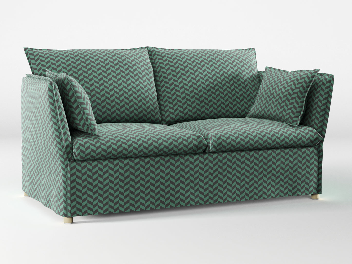 Ikea BACKSÄLEN 2-seat sofa cover made by Covereo in upholstery named HERRINGBONE Green