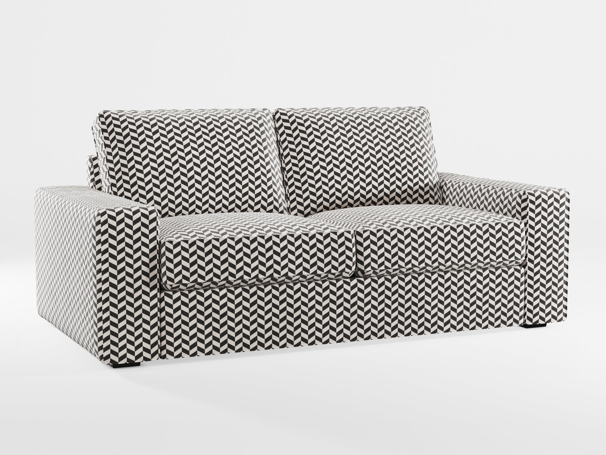 Ikea KIVIK 2-seat sofa cover made by Covereo in upholstery named HERRINGBONE Silver