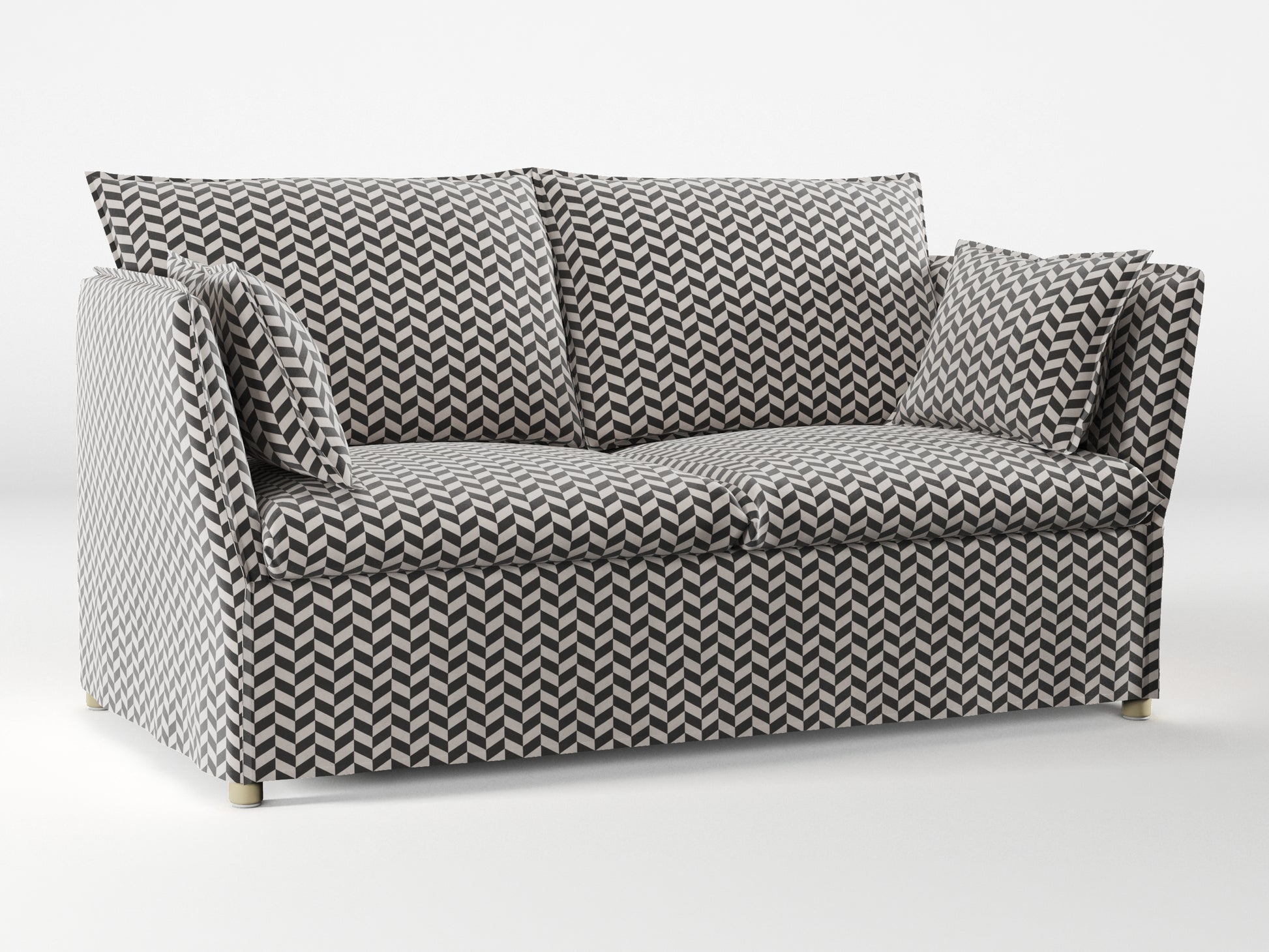 Ikea BACKSÄLEN 2-seat sofa cover made by Covereo in upholstery named HERRINGBONE Silver