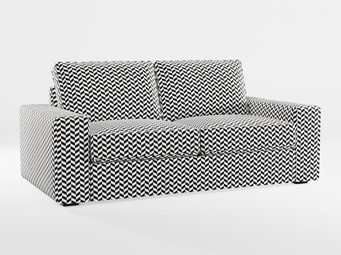 Ikea KIVIK 2-seat sofa cover made by Covereo in upholstery named HERRINGBONE White