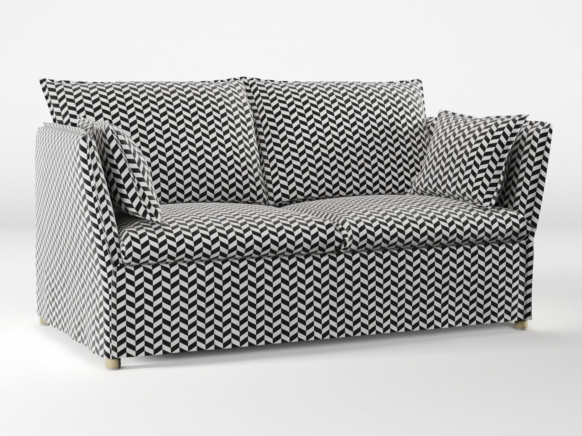 Ikea BACKSÄLEN 2-seat sofa cover made by Covereo in upholstery named HERRINGBONE White