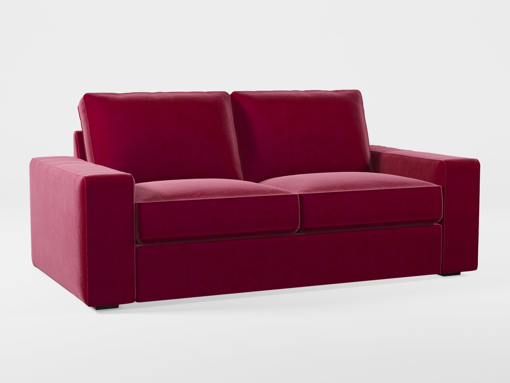 Ikea KIVIK 2-seat sofa cover made by Covereo in upholstery named VELVET Beetroot Cocktail