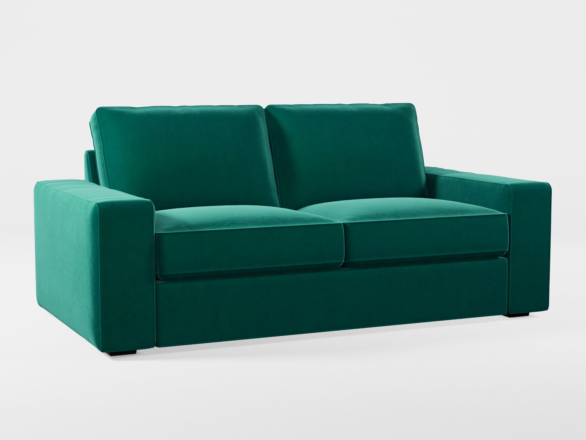 Ikea KIVIK 2-seat sofa cover made by Covereo in upholstery named VELVET Dark Teal