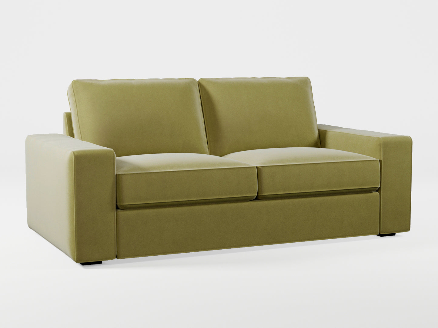 Ikea KIVIK 2-seat sofa cover made by Covereo in upholstery named VELVET Olive Dream