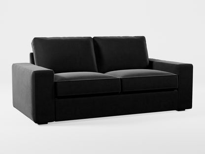 Ikea KIVIK 2-seat sofa cover made by Covereo in upholstery named VELVET Shiny Black