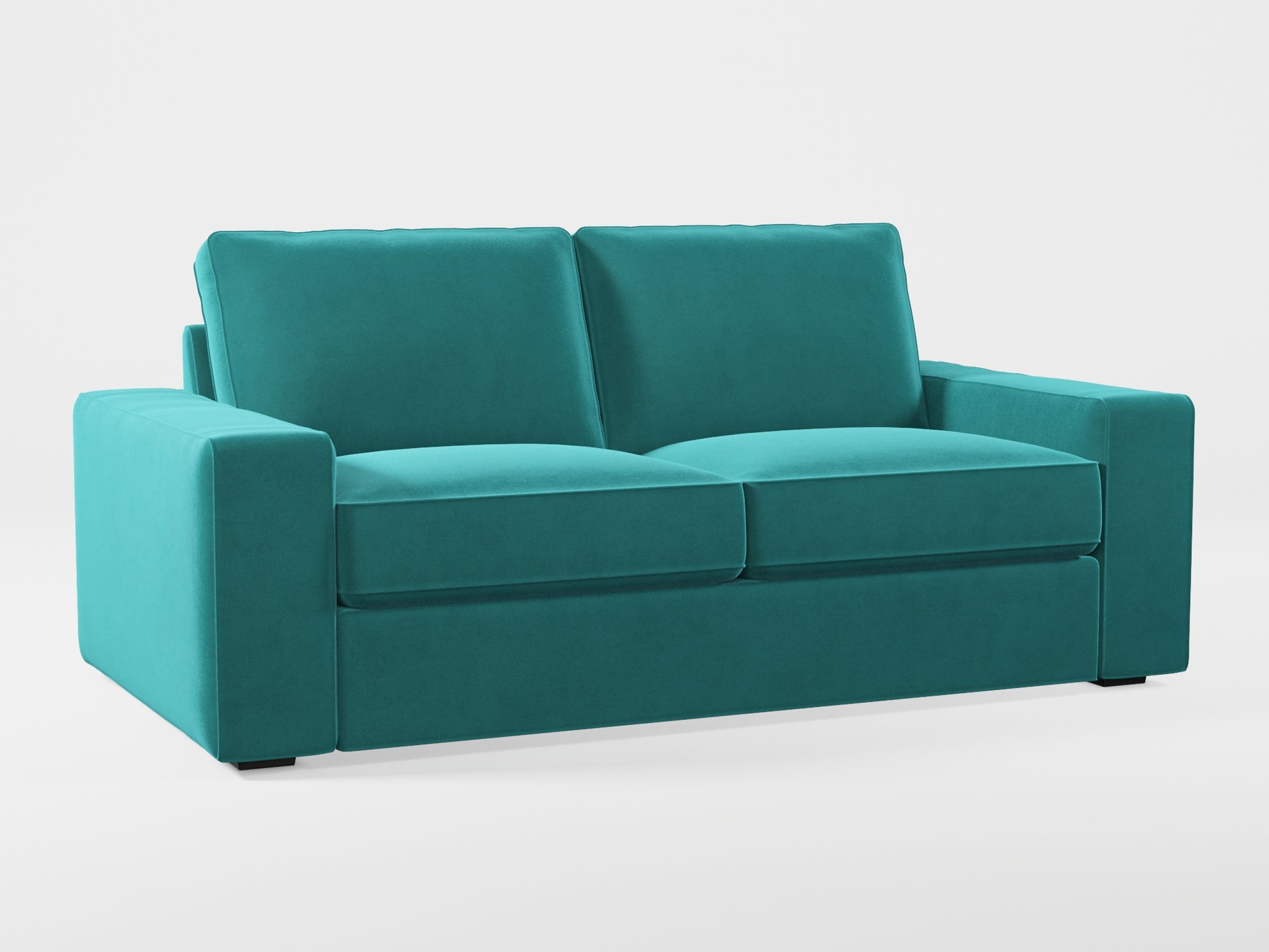 Ikea KIVIK 2-seat sofa cover made by Covereo in upholstery named VELVET Turquoise Twist