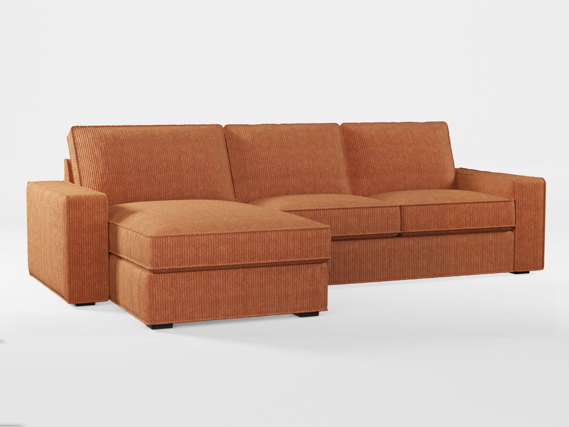 Ikea KIVIK 3-seat sofa, with chaise longue cover (left/right) made by Covereo in upholstery named COSY Autumn Leaves