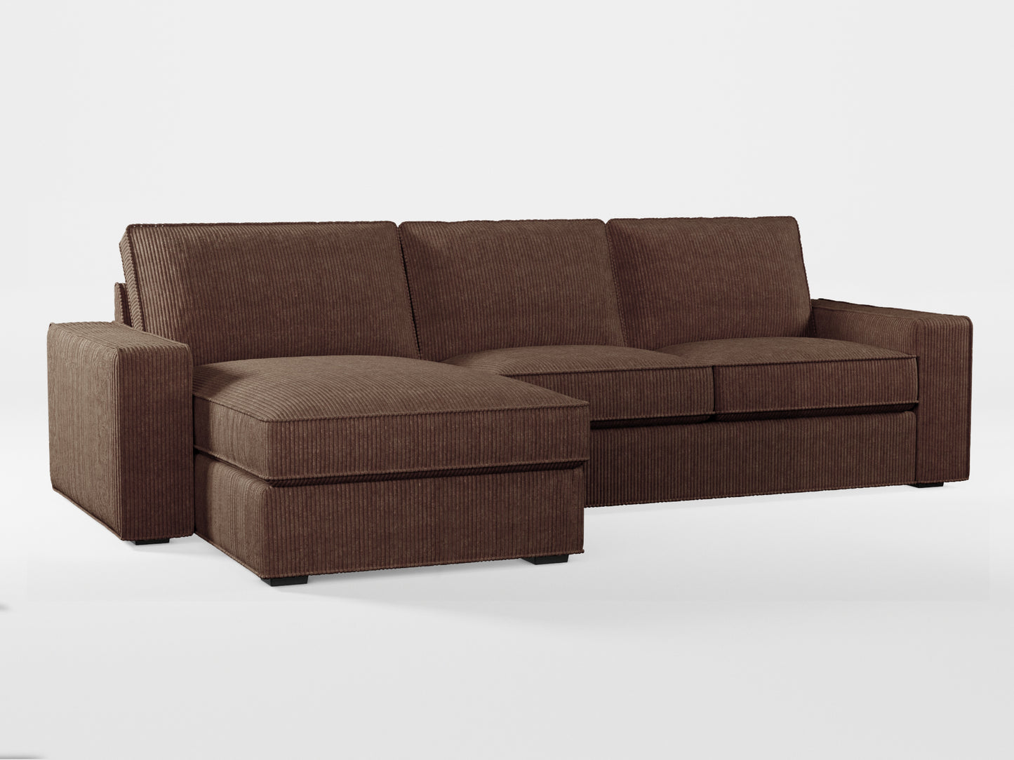 Ikea KIVIK 3-seat sofa, with chaise longue cover (left/right) made by Covereo in upholstery named COSY Dark Candy