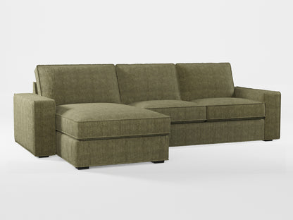 Ikea KIVIK 3-seat sofa, with chaise longue cover (left/right) made by Covereo in upholstery named COSY Deep Forest