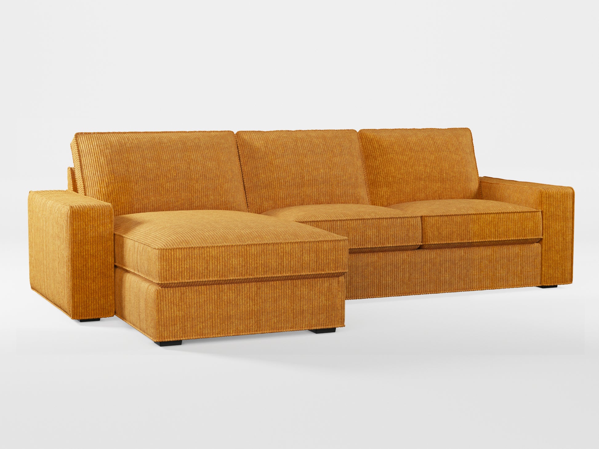 Ikea KIVIK 3-seat sofa, with chaise longue cover (left/right) made by Covereo in upholstery named COSY Honeymoon