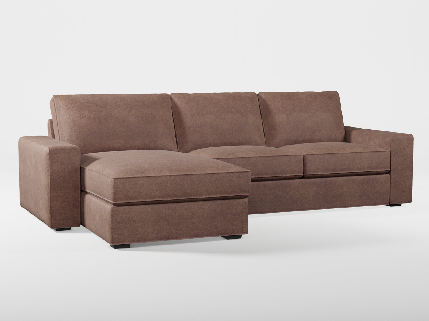 Ikea KIVIK 3-seat sofa, with chaise longue cover (left/right) made by Covereo in upholstery named ECONUBUCK Dark