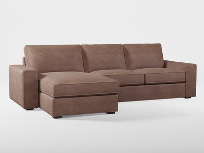 Ikea KIVIK 3-seat sofa, with chaise longue cover (left/right) made by Covereo in upholstery named ECONUBUCK Dark