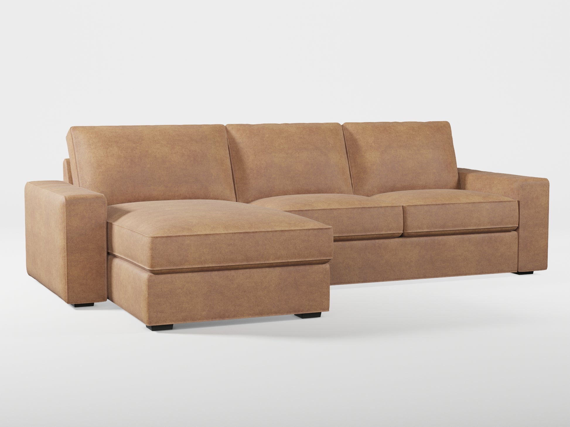 Ikea KIVIK 3-seat sofa, with chaise longue cover (left/right) made by Covereo in upholstery named ECONUBUCK Medium