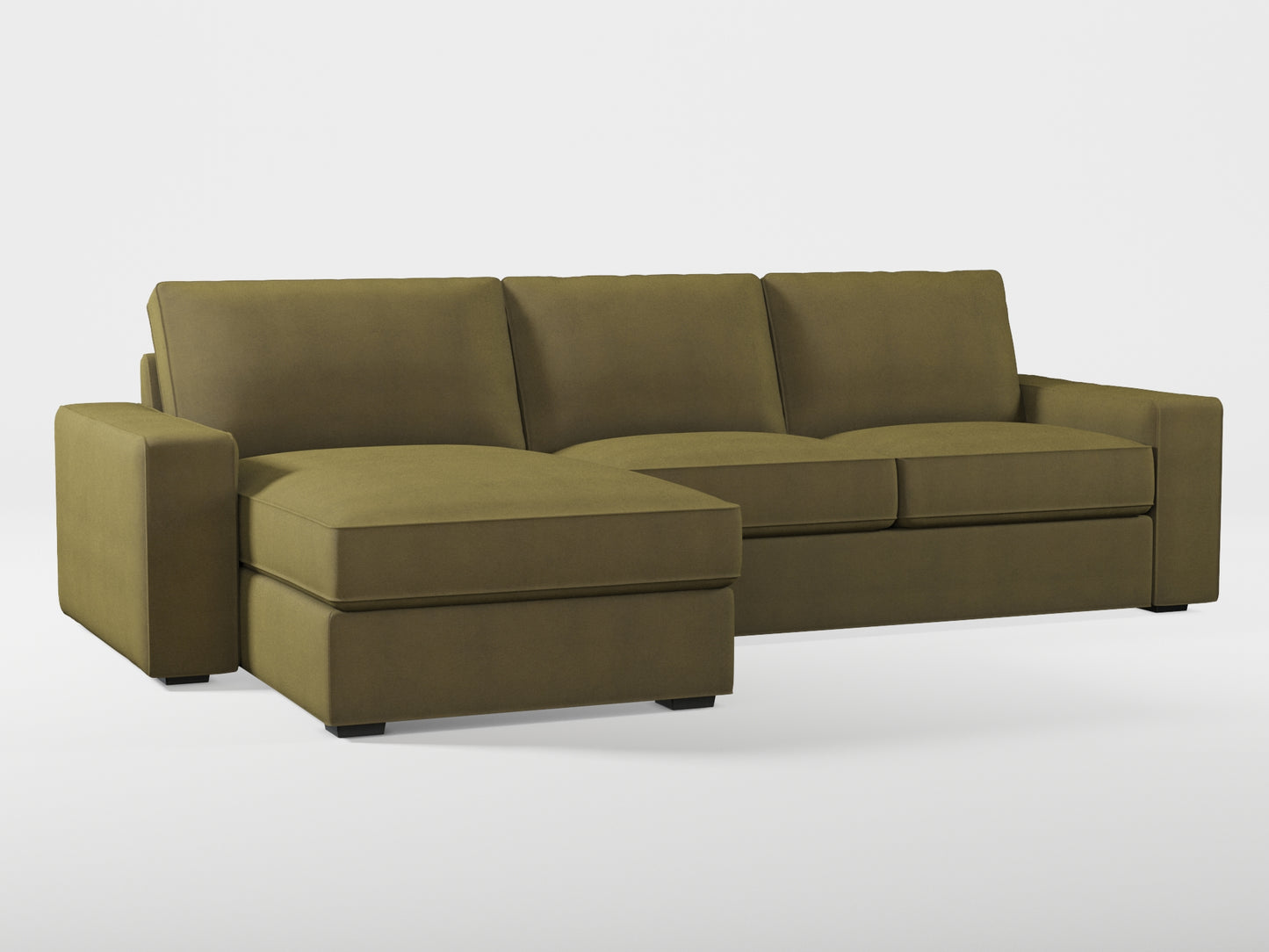 Ikea KIVIK 3-seat sofa, with chaise longue cover (left/right) made by Covereo in upholstery named OMON Boho Green