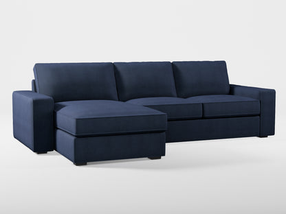 Ikea KIVIK 3-seat sofa, with chaise longue cover (left/right) made by Covereo in upholstery named OMON Elegant Marine