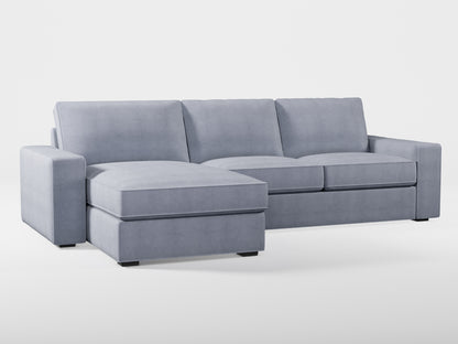 Ikea KIVIK 3-seat sofa, with chaise longue cover (left/right) made by Covereo in upholstery named OMON Industrial Grey