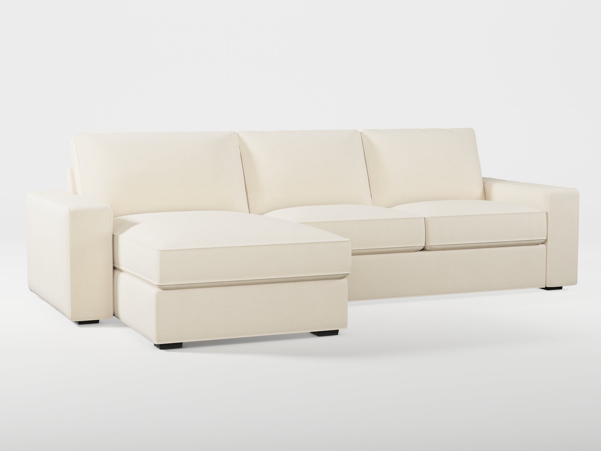 Ikea KIVIK 3-seat sofa, with chaise longue cover (left/right) made by Covereo in upholstery named OMON Natural Beige