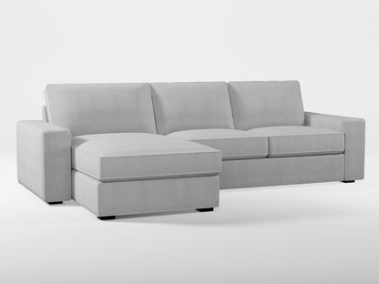 Ikea KIVIK 3-seat sofa, with chaise longue cover (left/right) made by Covereo in upholstery named OMON Rocky Fjords