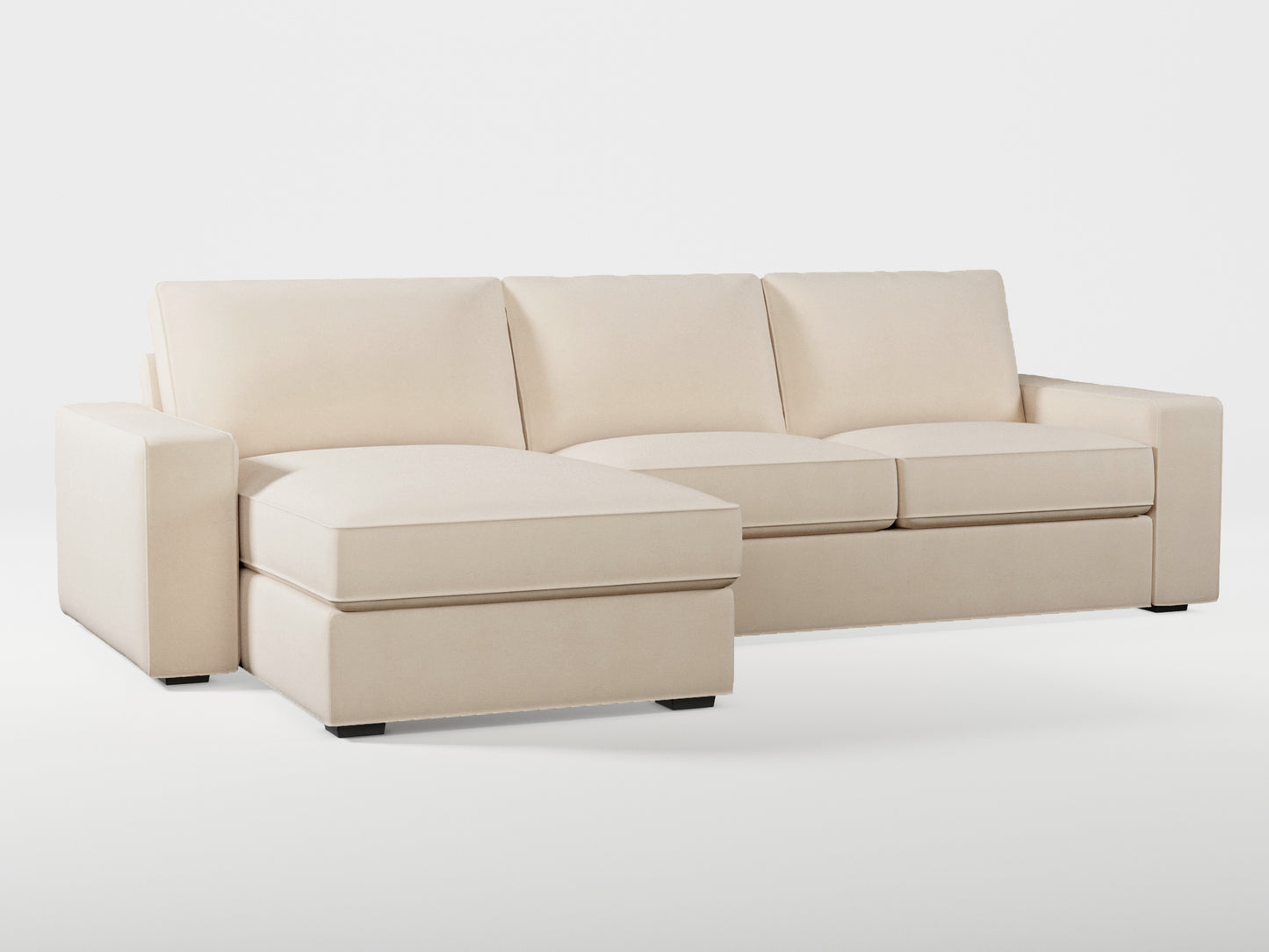 Ikea KIVIK 3-seat sofa, with chaise longue cover (left/right) made by Covereo in upholstery named OMON Vintage Beige