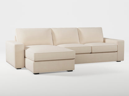 Ikea KIVIK 3-seat sofa, with chaise longue cover (left/right) made by Covereo in upholstery named OMON Vintage Beige