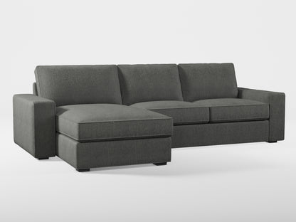 Ikea KIVIK 3-seat sofa, with chaise longue cover (left/right) made by Covereo in upholstery named MONTANA Dark Grey