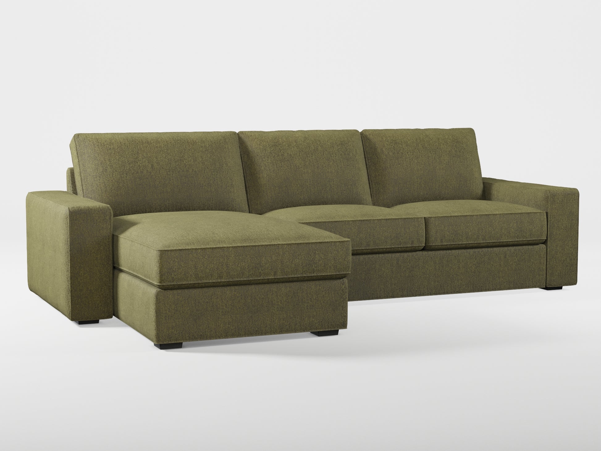 Ikea KIVIK 3-seat sofa, with chaise longue cover (left/right) made by Covereo in upholstery named MONTANA Khaki