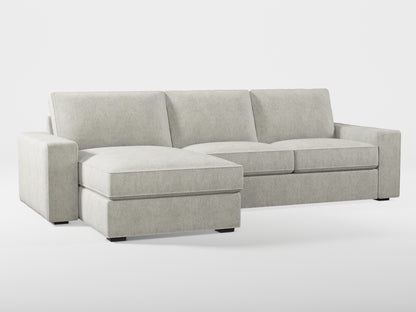 Ikea KIVIK 3-seat sofa, with chaise longue cover (left/right) made by Covereo in upholstery named MONTANA Light Grey