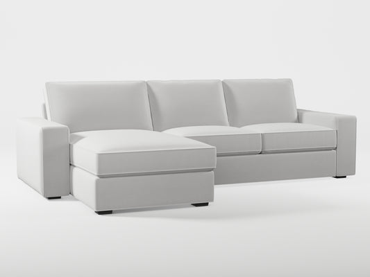 Ikea KIVIK 3-seat sofa, with chaise longue cover (left/right) made by Covereo in upholstery named PECADLY Air Grey