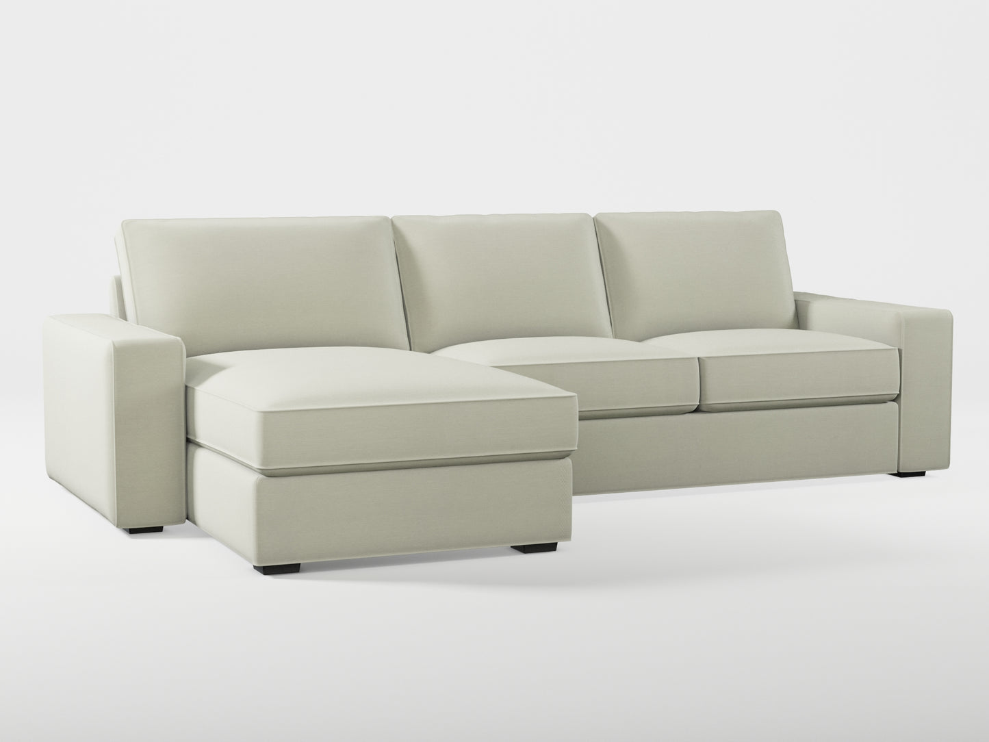 Ikea KIVIK 3-seat sofa, with chaise longue cover (left/right) made by Covereo in upholstery named PECADLY Dusty Beige