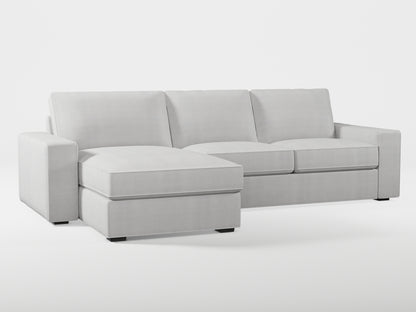 Ikea KIVIK 3-seat sofa, with chaise longue cover (left/right) made by Covereo in upholstery named TUNSO Grey One