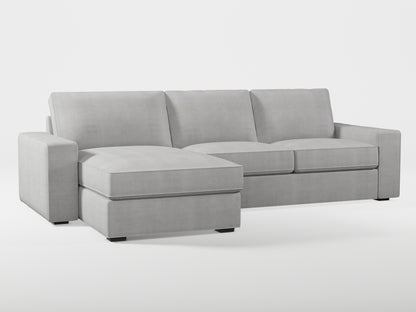 Ikea KIVIK 3-seat sofa, with chaise longue cover (left/right) made by Covereo in upholstery named TUNSO Grey Two