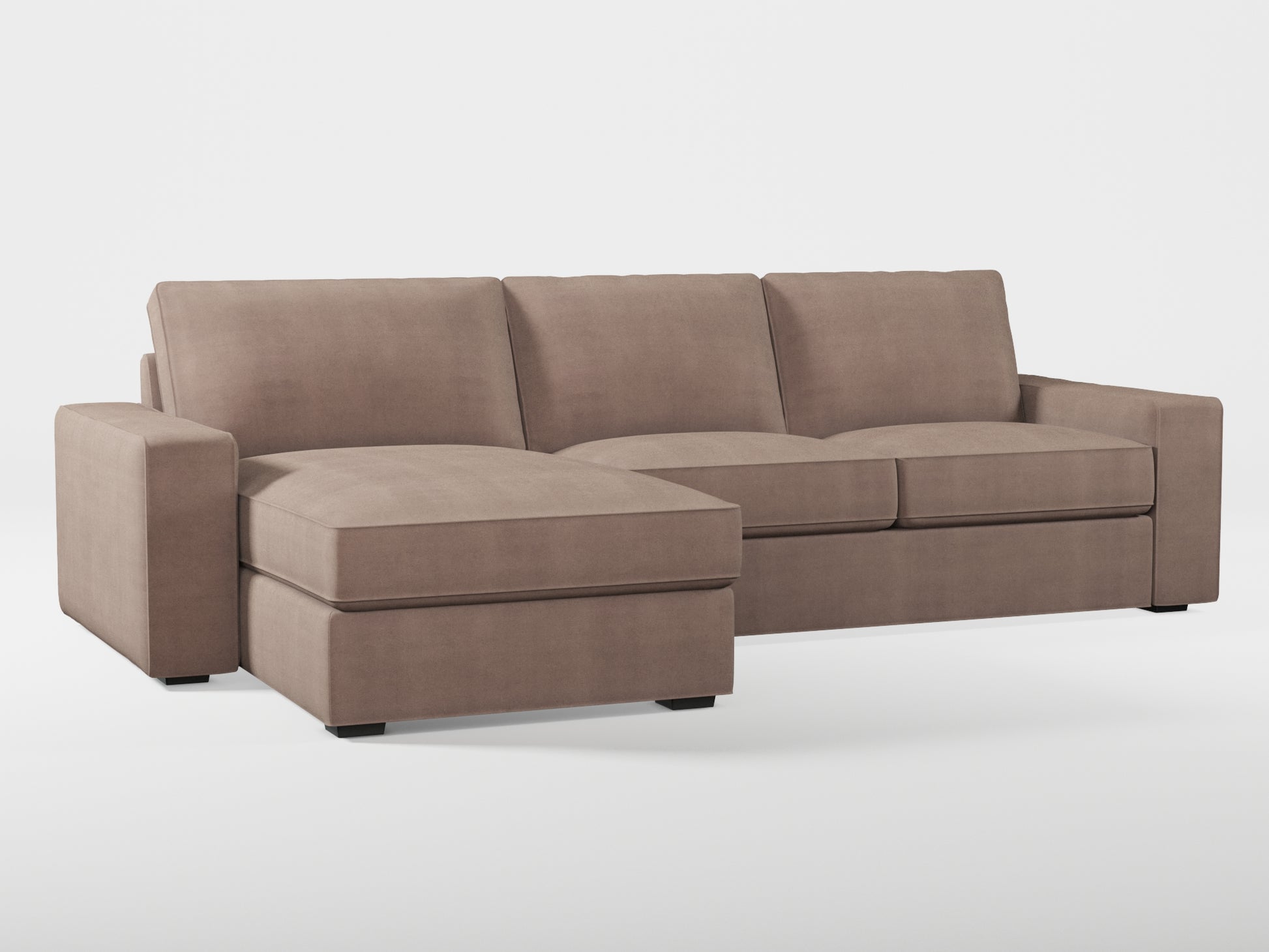 Ikea KIVIK 3-seat sofa, with chaise longue cover (left/right) made by Covereo in upholstery named TUNSO Nude Five