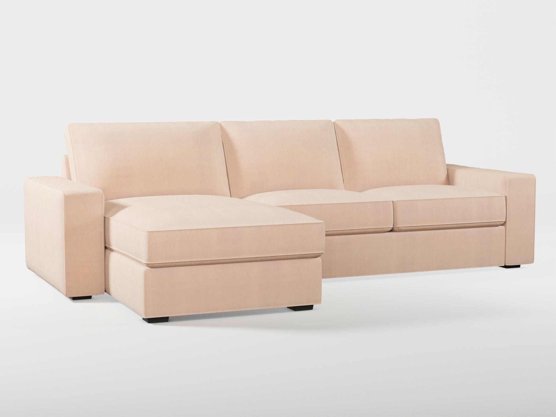 Ikea KIVIK 3-seat sofa, with chaise longue cover (left/right) made by Covereo in upholstery named TUNSO Nude Three