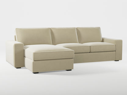 Ikea KIVIK 3-seat sofa, with chaise longue cover (left/right) made by Covereo in upholstery named VELVET Ashen Beige