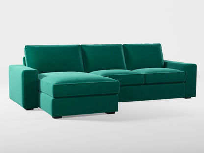 Ikea KIVIK 3-seat sofa, with chaise longue cover (left/right) made by Covereo in upholstery named VELVET Dark Teal