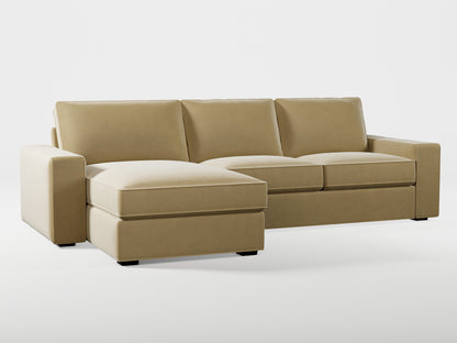 Ikea KIVIK 3-seat sofa, with chaise longue cover (left/right) made by Covereo in upholstery named VELVET Golden Hour