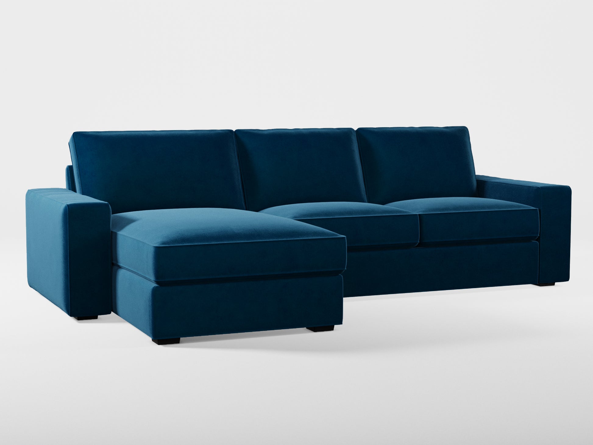 Ikea KIVIK 3-seat sofa, with chaise longue cover (left/right) made by Covereo in upholstery named VELVET In the Navy