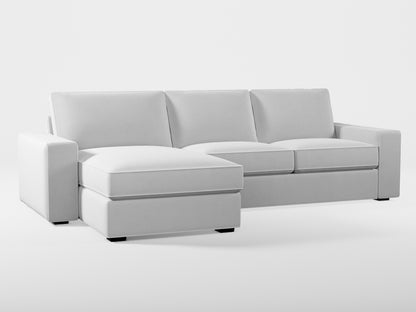 Ikea KIVIK 3-seat sofa, with chaise longue cover (left/right) made by Covereo in upholstery named VELVET Queen of Ice